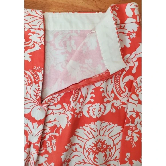 J Crew Pencil Skirt 6 Coral Coconut Girl Tropical Beachy Vacation Luau Hawaiian - Picture 9 of 9